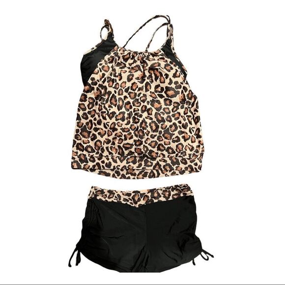 Women’s Two Piece Cheetah Print Bathing Suit - Picture 2 of 10